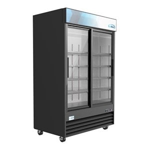 Pemberly Row 2-Door Steel/Aluminum Display Refrigerator Merchandiser in Black