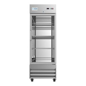 Pemberly Row 29&quot 1 Glass Door Steel Reach-in Refrigerator Cooler in Silver