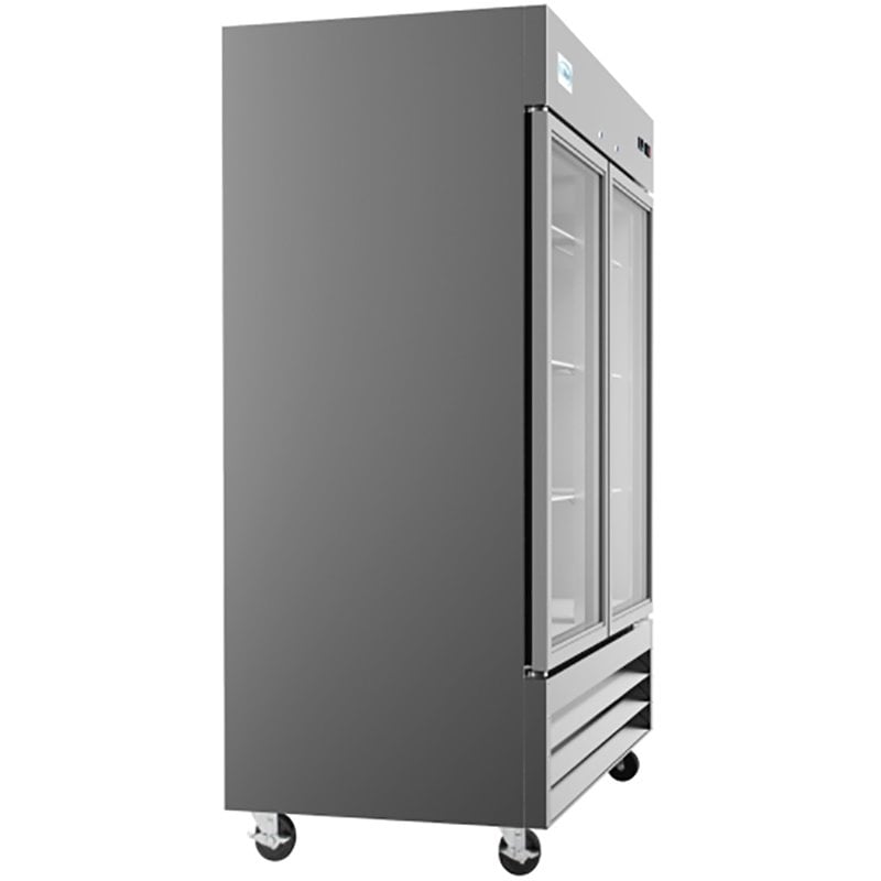 Pemberly Row Stainless Steel Silver Reach-In Refrigerator Rectangular LED Lighting 54
