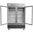Pemberly Row Stainless Steel Silver Reach-In Refrigerator Rectangular LED Lighting 54