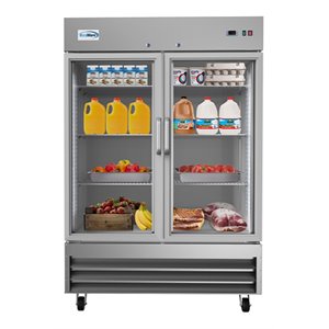 Pemberly Row Stainless Steel Silver Reach-In Refrigerator Rectangular LED Lighting 54&quot x 32.3&quot x 82.5&quot Unassembled