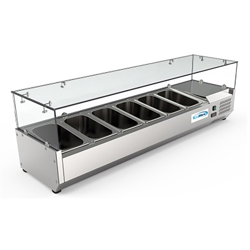 Pemberly Row Stainless Steel Refrigerated Prep Rail Sandwich Station in Silver