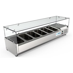 Pemberly Row Stainless Steel Refrigerated Prep Rail Sandwich Station in Silver