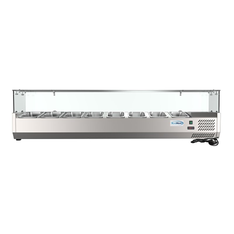 Pemberly Row Stainless Steel Refrigerated Prep Rail Sandwich Station in Silver