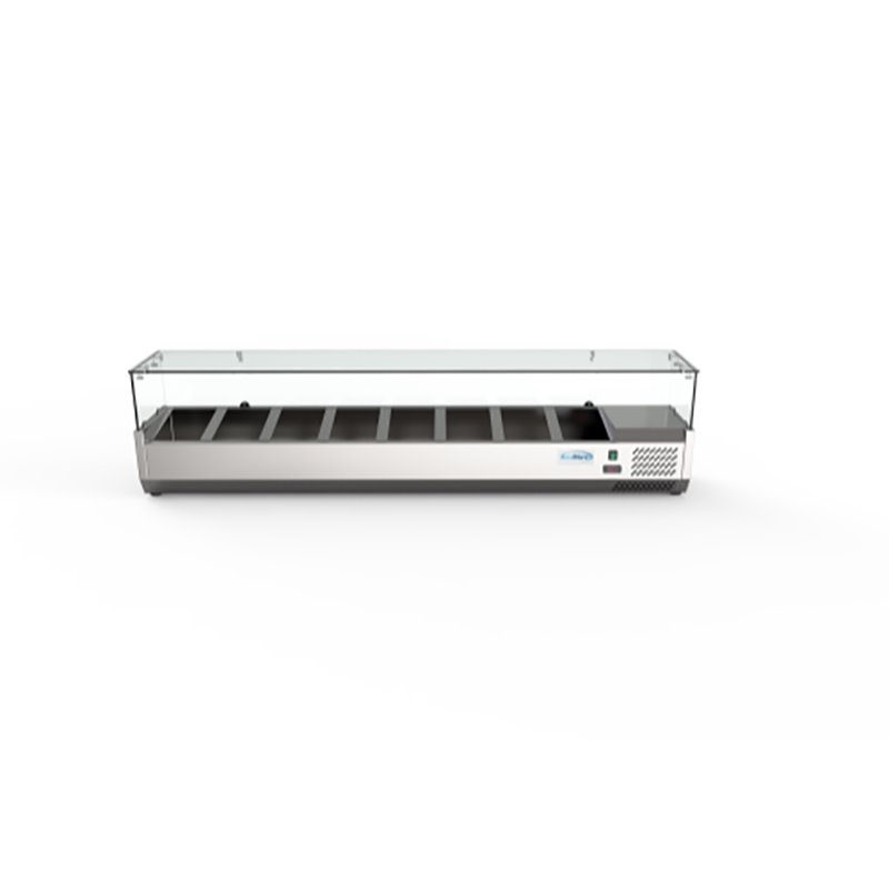 Pemberly Row Stainless Steel Refrigerated Prep Rail Sandwich Station in Silver