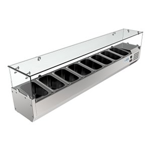 Pemberly Row Stainless Steel Refrigerated Prep Rail Sandwich Station in Silver