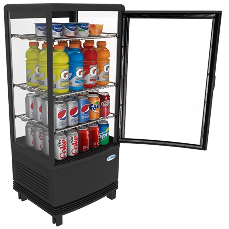 Pemberly Row LED Metal Countertop Refrigerator Display Case in Black
