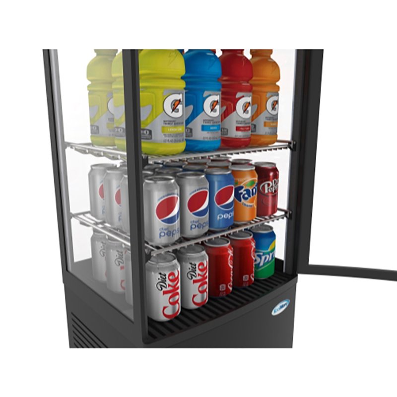 Pemberly Row LED Metal Countertop Refrigerator Display Case in Black