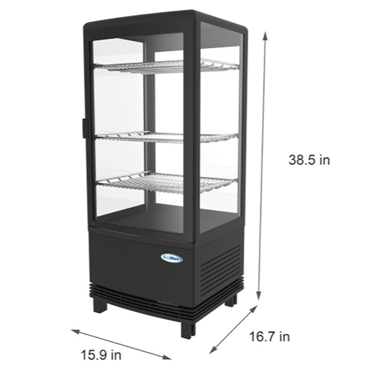 Pemberly Row LED Metal Countertop Refrigerator Display Case in Black