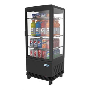 Pemberly Row LED Metal Countertop Refrigerator Display Case in Black