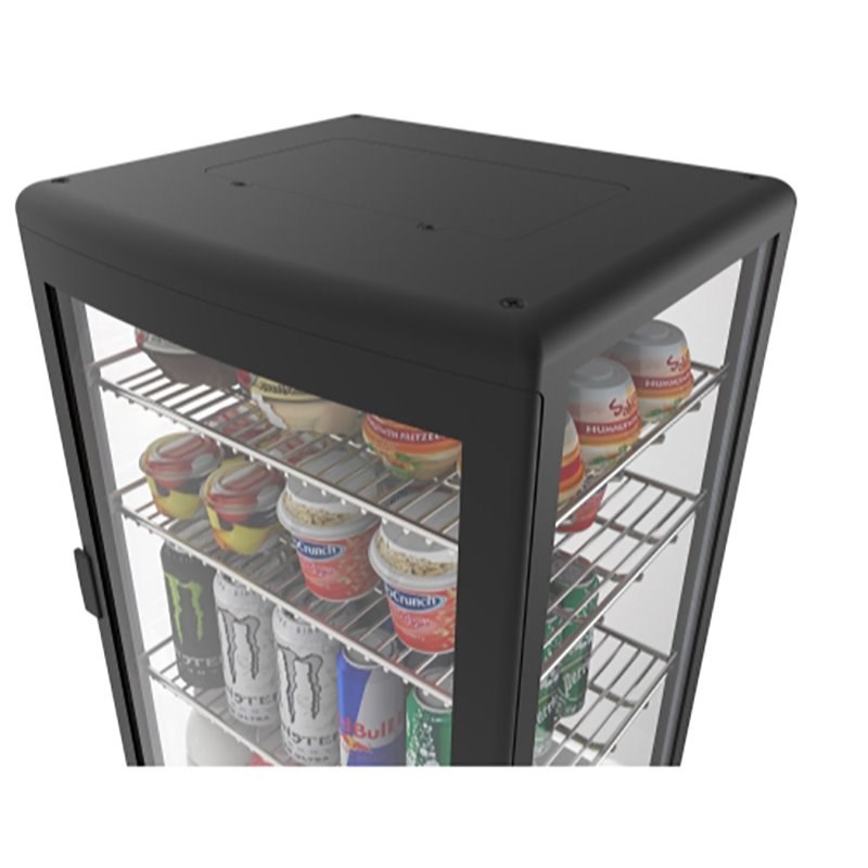 Pemberly Row LED Metal Countertop Refrigerator Display Case in Black/Silver