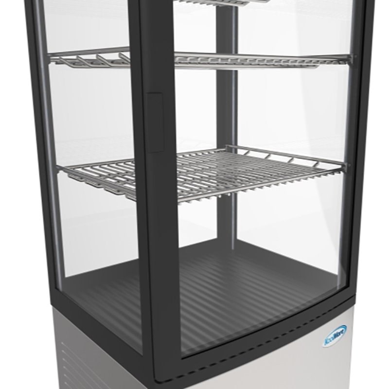 Pemberly Row LED Metal Countertop Refrigerator Display Case in Black/Silver