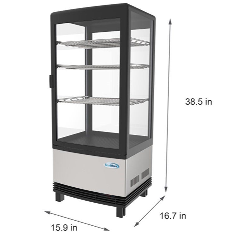 Pemberly Row LED Metal Countertop Refrigerator Display Case in Black/Silver