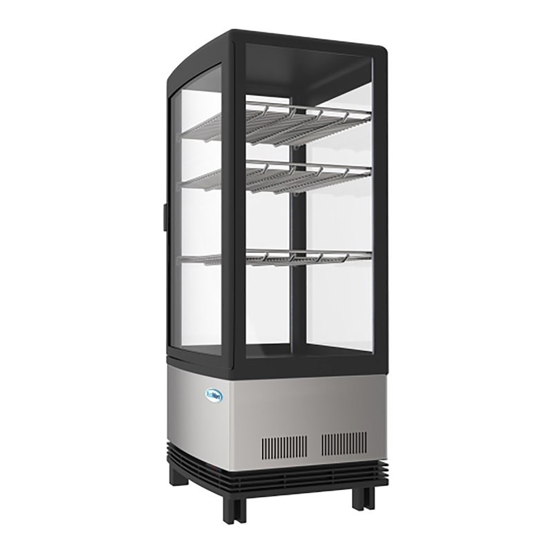 Pemberly Row LED Metal Countertop Refrigerator Display Case in Black/Silver