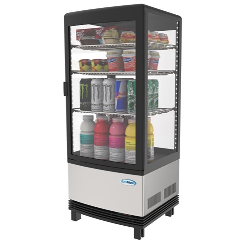 Pemberly Row LED Metal Countertop Refrigerator Display Case in Black/Silver
