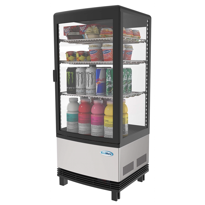 Pemberly Row LED Stainless Steel Countertop Refrigerator Display Case in White