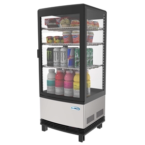 Pemberly Row LED Stainless Steel Countertop Refrigerator Display Case in White
