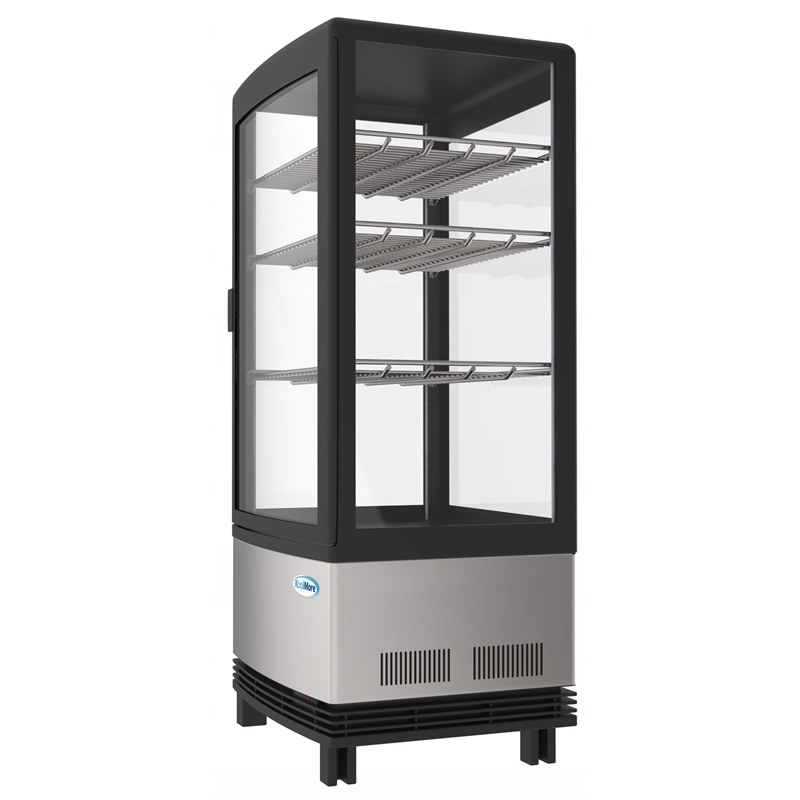Pemberly Row LED Stainless Steel Countertop Refrigerator Display Case in White