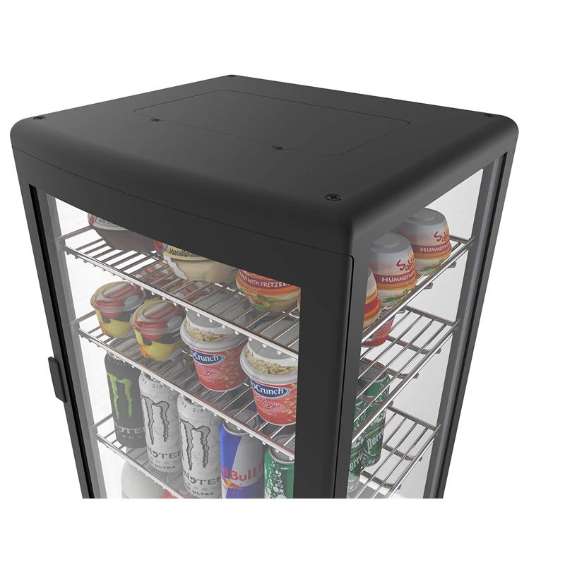 Pemberly Row LED Stainless Steel Countertop Refrigerator Display Case in White