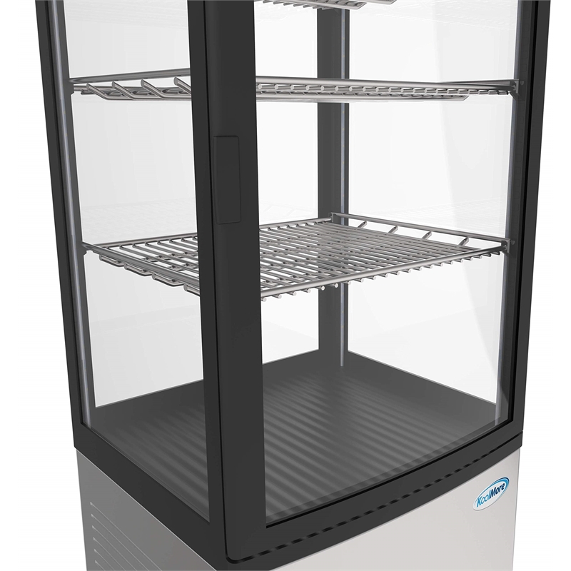 Pemberly Row LED Stainless Steel Countertop Refrigerator Display Case in White