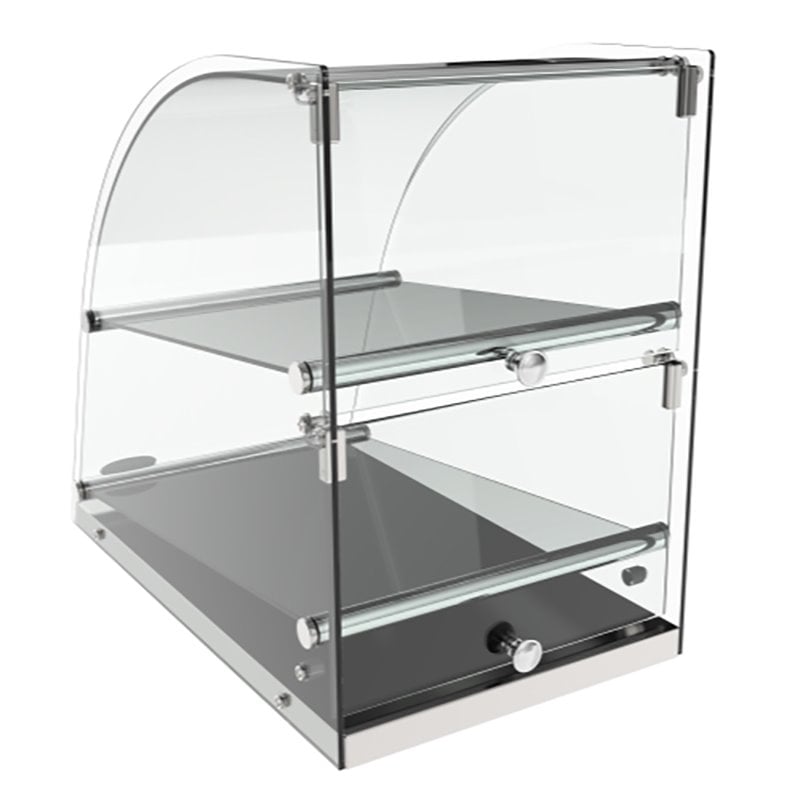 Pemberly Row 2-Tier Glass/Stainless Steel Countertop Bakery Display Case - Clear