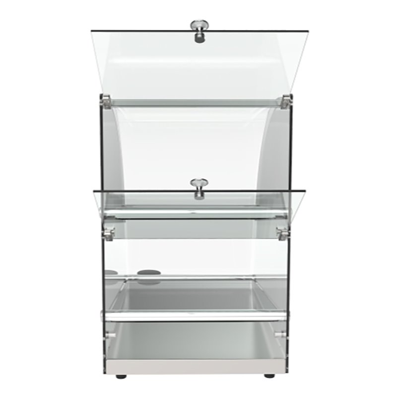 Pemberly Row 2-Tier Glass/Stainless Steel Countertop Bakery Display Case - Clear