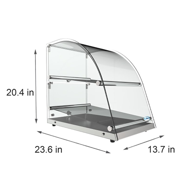 Pemberly Row 2-Tier Glass/Stainless Steel Countertop Bakery Display Case - Clear