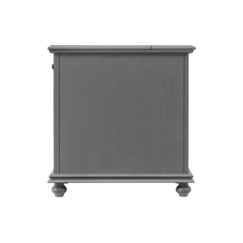 Pemberly Row Traditional Engineered Wood Chairside Table with Power Gray
