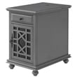 Pemberly Row Traditional Engineered Wood Chairside Table with Power Gray