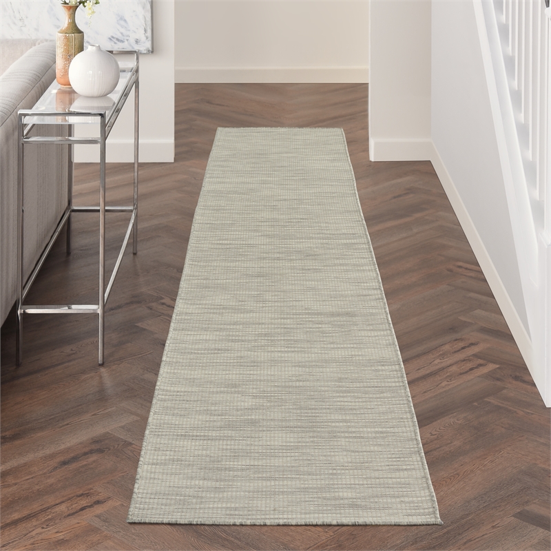 Pemberly Row 10' Runner Light Gray Fabric Modern Area Rug (10' Runner)