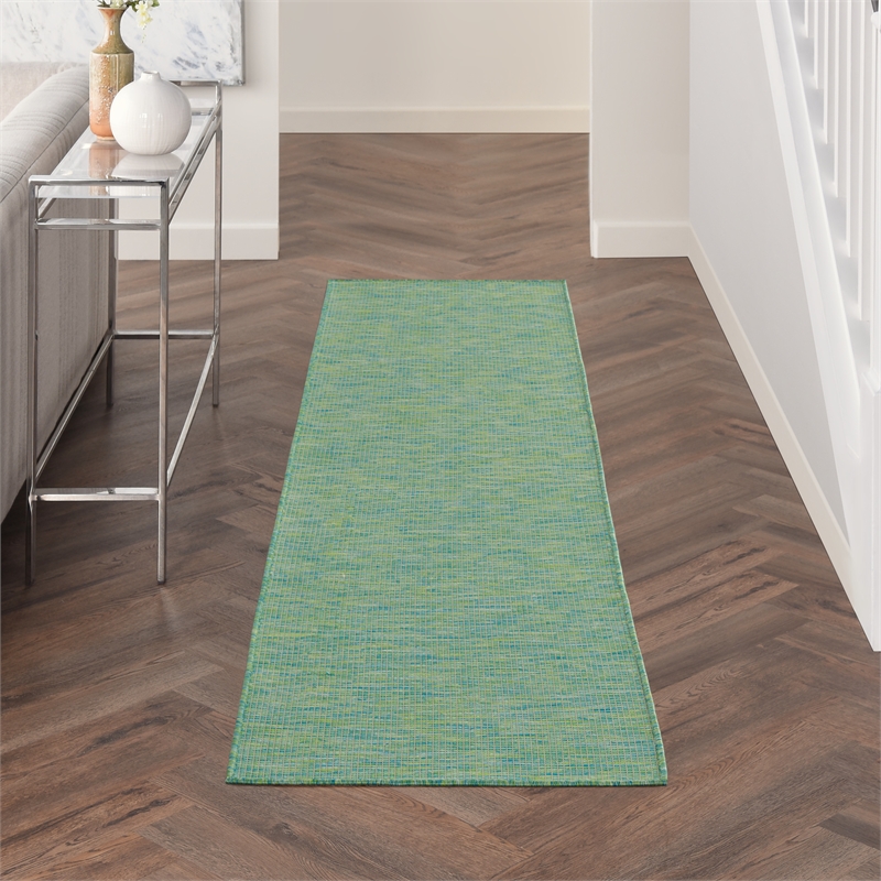 Pemberly Row 8' Runner Blue Green Fabric Modern Area Rug (8' Runner)