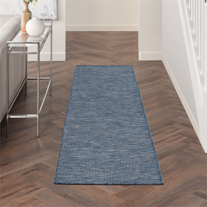 Pemberly Row 8' Runner Navy Blue Fabric Modern Area Rug (8' Runner)