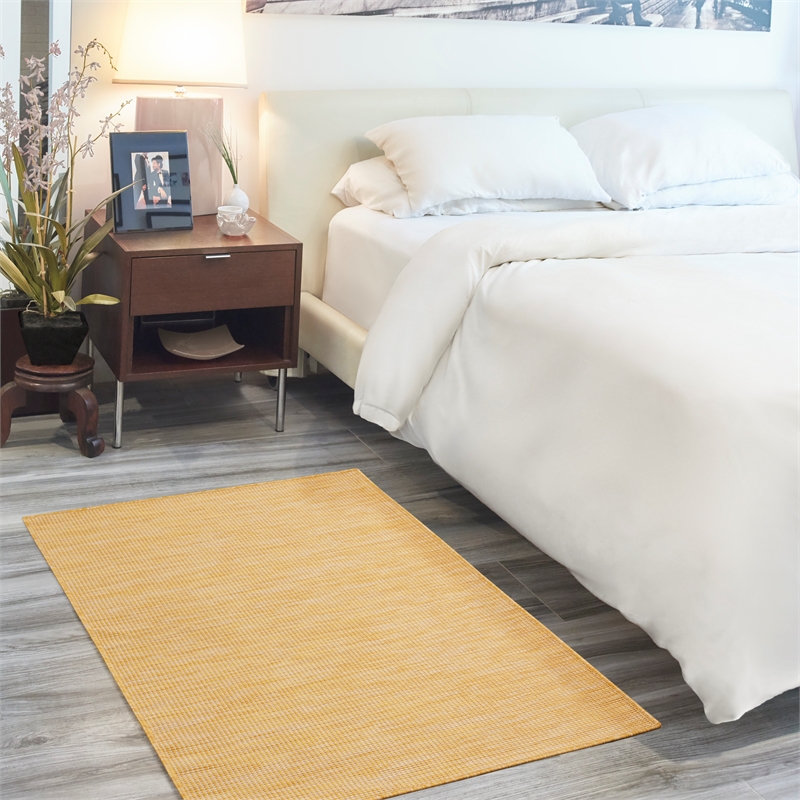 Pemberly Row 3' x 5' Yellow Fabric Modern Area Rug (3' x 5')