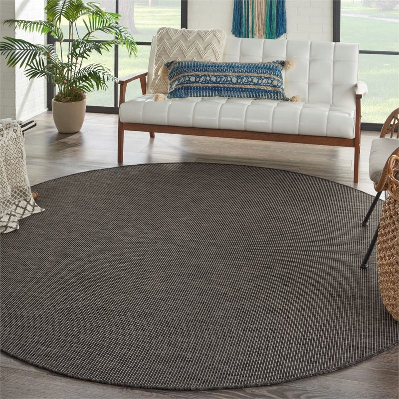 Pemberly Row 8' x Round Charcoal Fabric Modern Area Rug (8' Round)