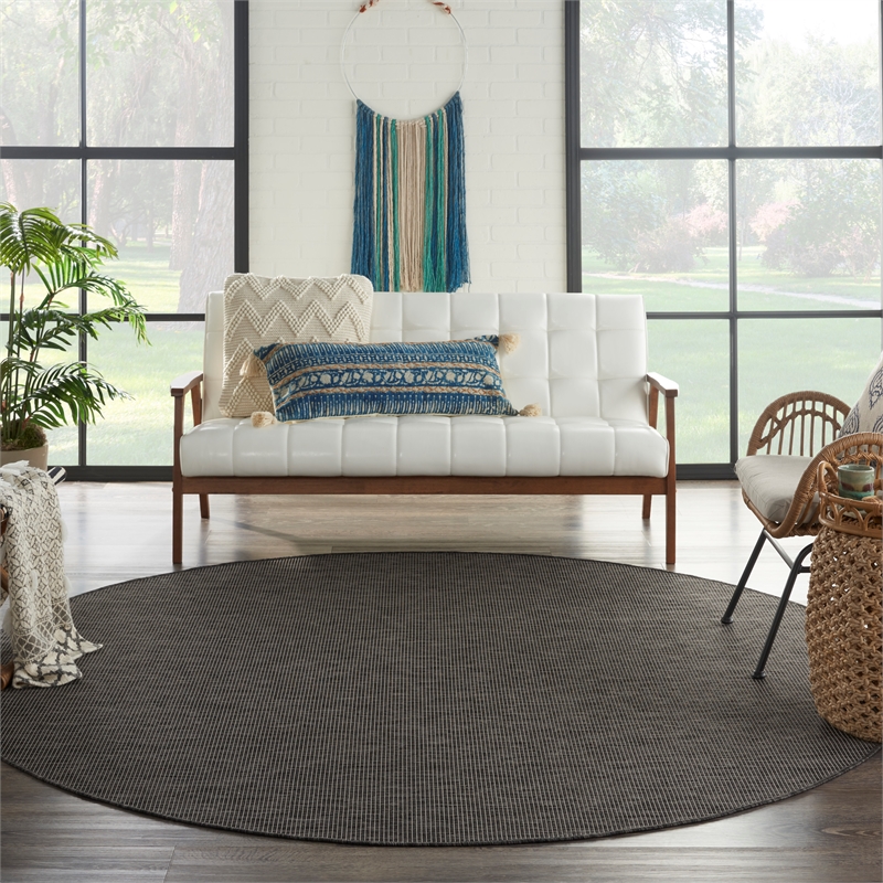 Pemberly Row 8' x Round Charcoal Fabric Modern Area Rug (8' Round)