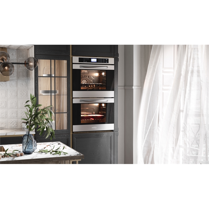 Pemberly Row 5 cu. ft. Stainless-Steel Premium Convection Double-Unit Wall Oven.