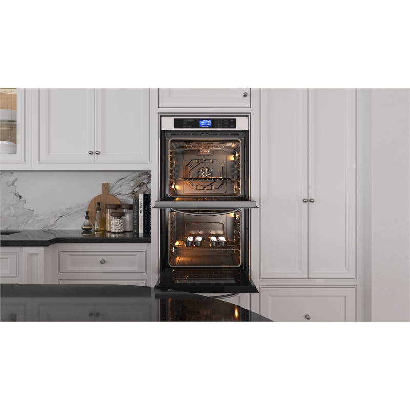 Pemberly Row 5 cu. ft. Stainless-Steel Premium Convection Double-Unit Wall Oven.