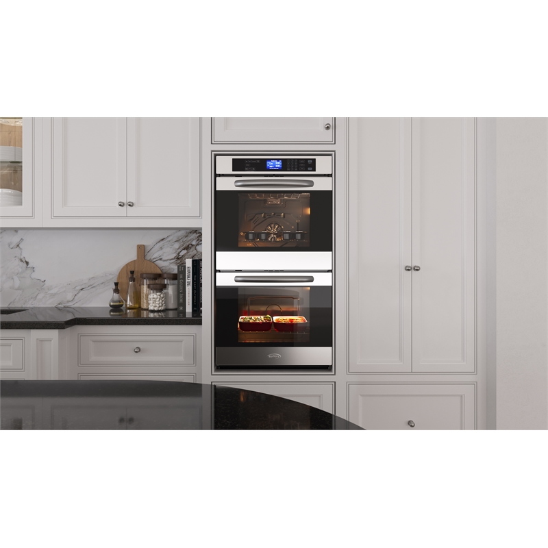 Pemberly Row 5 cu. ft. Stainless-Steel Premium Convection Double-Unit Wall Oven.