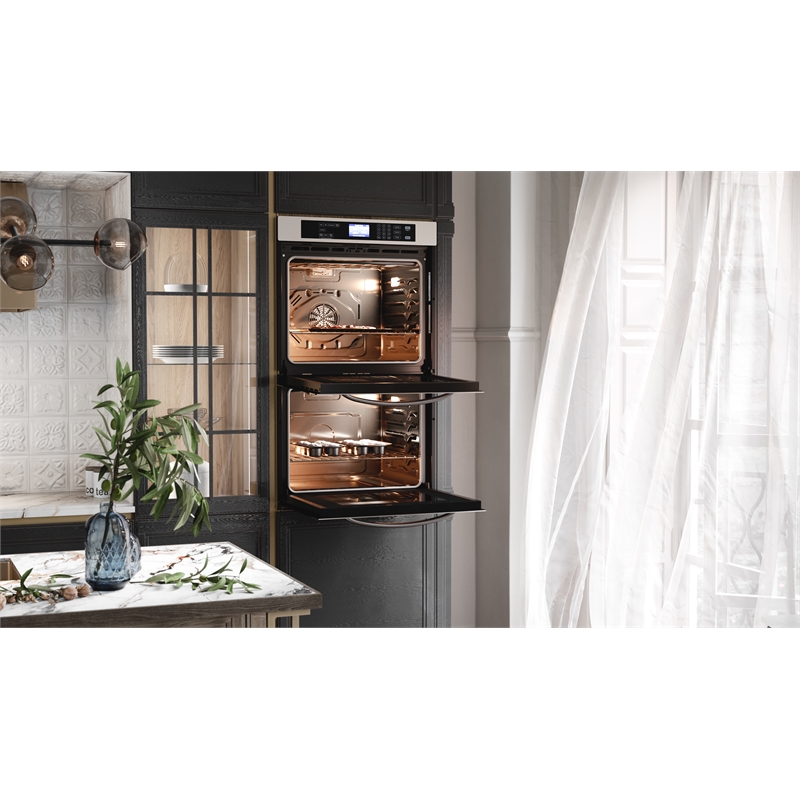 Pemberly Row 5 cu. ft. Stainless-Steel Premium Convection Double-Unit Wall Oven.