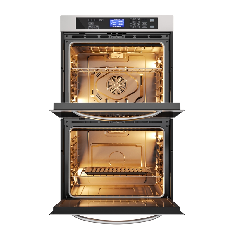 Pemberly Row 5 cu. ft. Stainless-Steel Premium Convection Double-Unit Wall Oven.