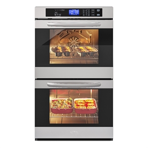 Pemberly Row 5 cu. ft. Stainless-Steel Premium Convection Double-Unit Wall Oven.