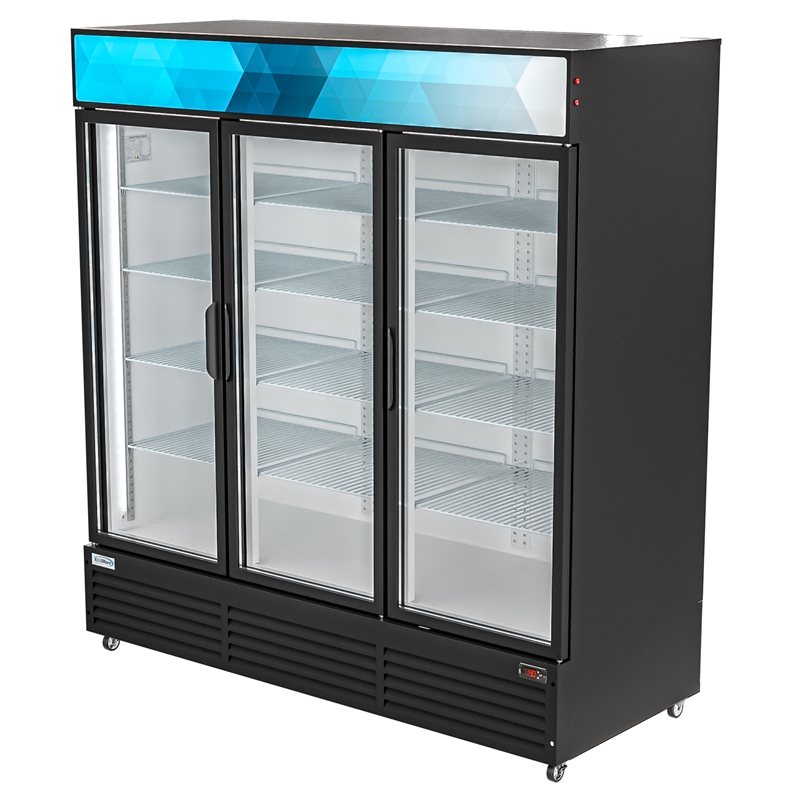 Pemberly Row 71 in. Three-Door Merchandiser Refrigerator-56 Cu Ft.