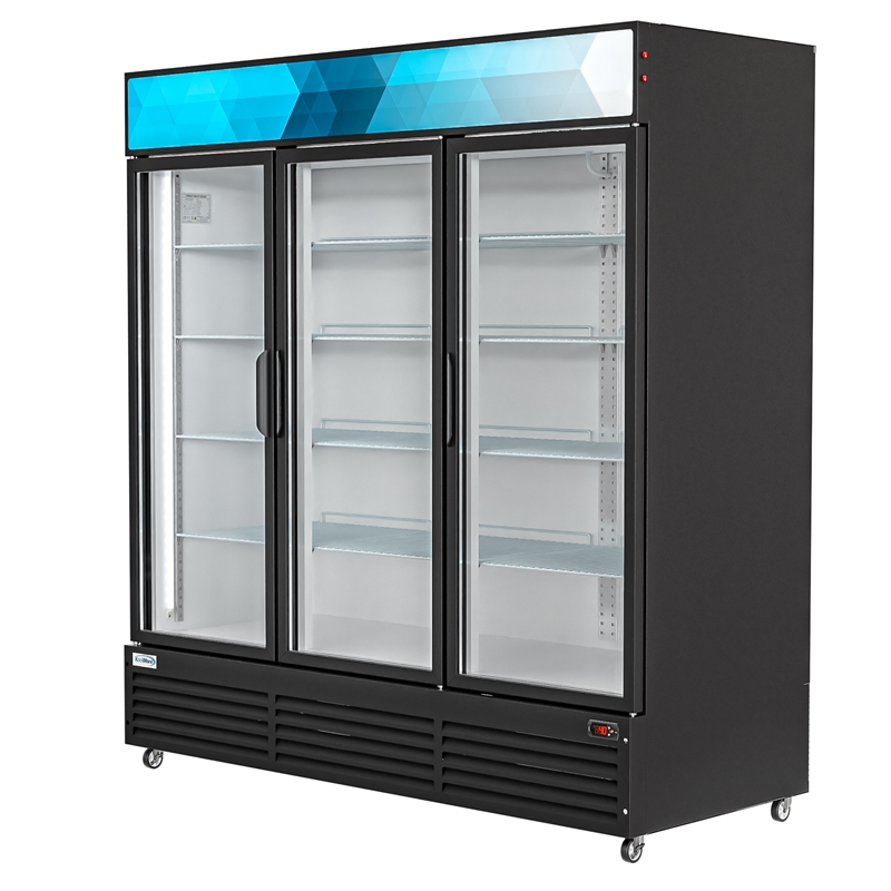 Pemberly Row 71 in. Three-Door Merchandiser Refrigerator-56 Cu Ft.