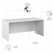 Pemberly Row Contemporary 66W x 30D Office Desk in White-Engineered Wood