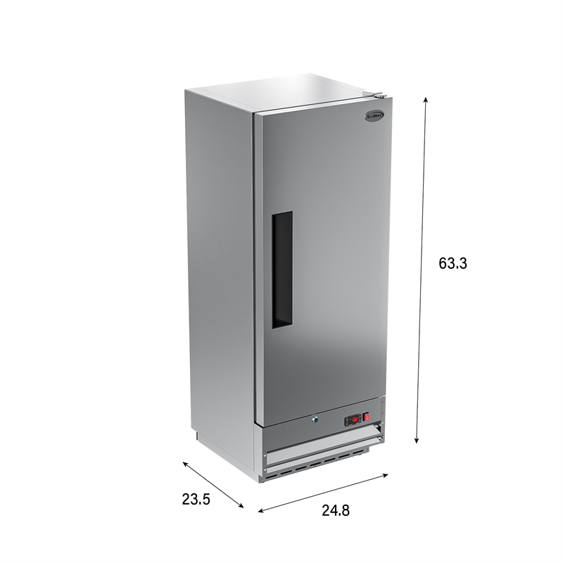 Pemberly Row 25 in. Commercial Stainless Steel 1-Door Reach-In Freezer in Silver