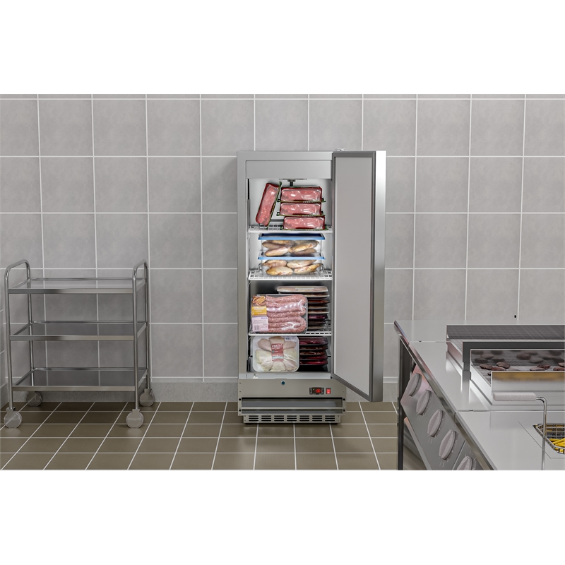 Pemberly Row 25 in. Commercial Stainless Steel 1-Door Reach-In Freezer in Silver