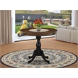 Pemberly Row Round Table for Small Space-Walnut Top & Black Pedestal