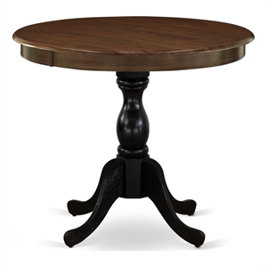 Pemberly Row Round Table for Small Space-Walnut Top & Black Pedestal