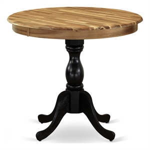 Pemberly Row Dining Table for Compact Space-Natural Top & Black Pedestal