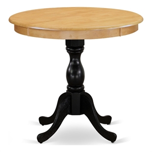Pemberly Row Round Dining Room Table for Small Space-Oak Top & Black Pedestal